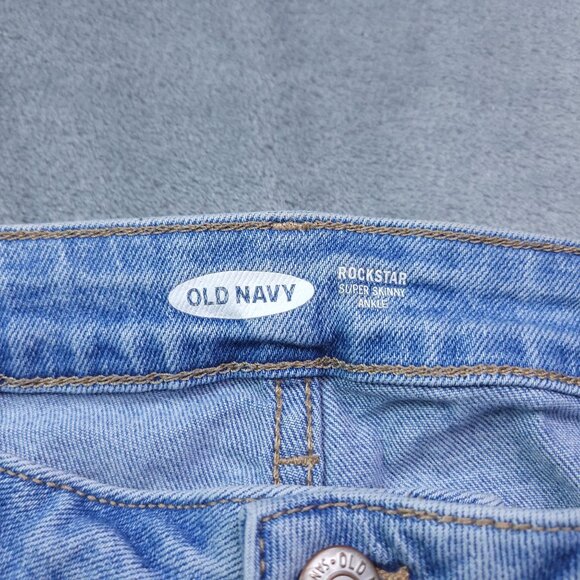 Old Navy Womens Rockstar Super Skinny Ankle Jeans 12 Distressed Light Wash - Picture 7 of 8